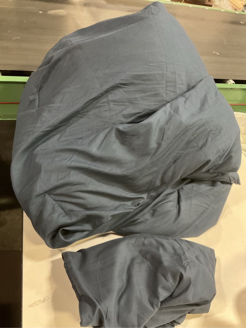 Condition photo showing Good Condition for CozyLux Navy Blue Full Size Comforter Set, 3 Pieces Solid Breathable Quilted Style Bedding Sets, Luxury Fluffy Soft Bed Set with Down Alternative Comforter for All Season (1 Comforter & 2 Pillowcases) Navy Full