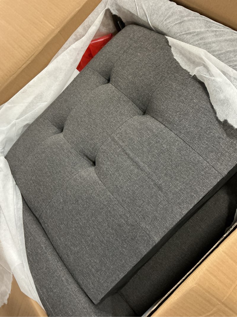 Condition photo showing Good Condition for yaheetech modern armchair accent chair fabric tufted with rubber wooden leg, dark gray