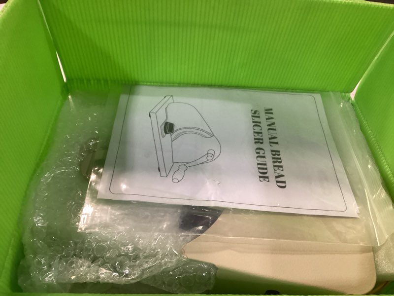 Condition photo showing Good Condition for adjustable bread slicer homemade sourdough bread cutter with scale line, bottom suction cup, with clip and plate (white)