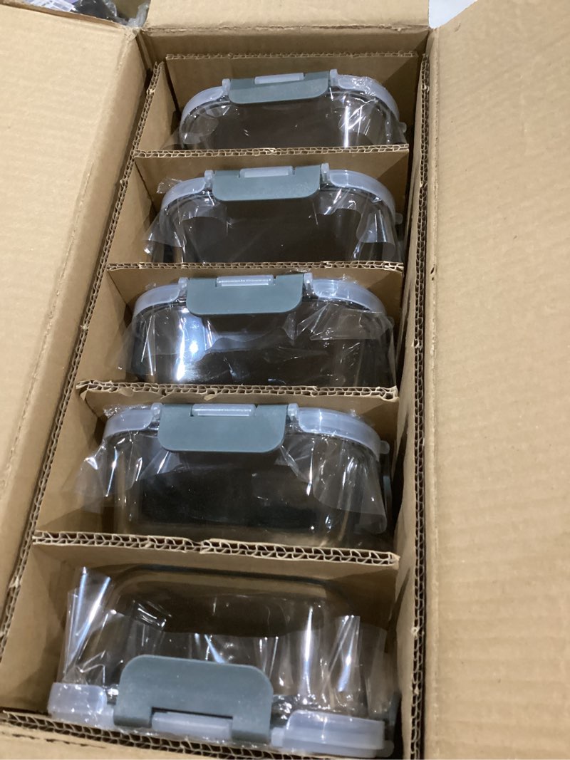 Condition photo showing Good Condition for KOMUEE 30 oz 5 Pack Glass Meal Prep Containers, Glass Storage Containers with Lids - Dishwahser, Microwave, Oven and Freezer Safe Gray 5-pack 30oz