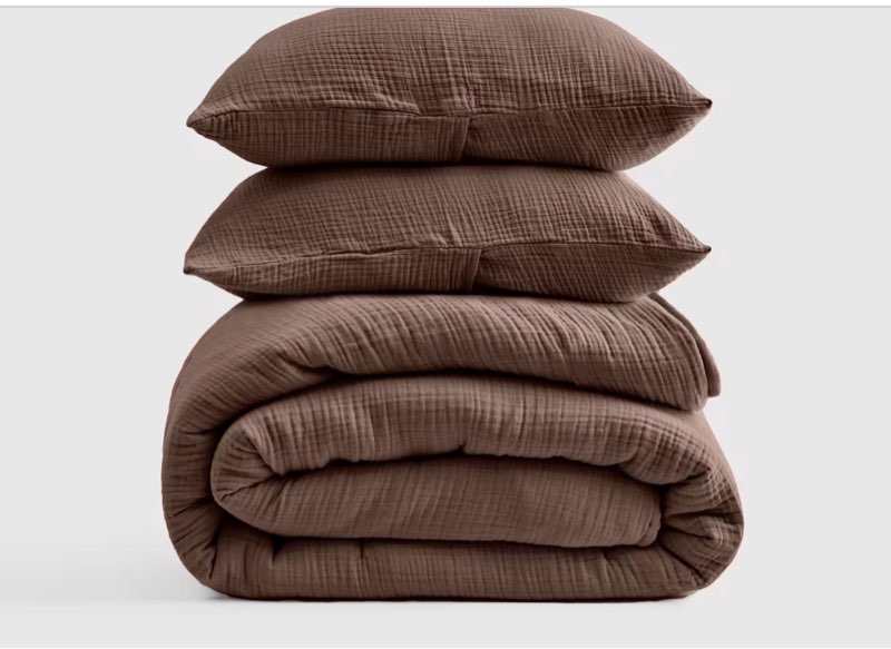 organic cotton gauze dream quilt set, king/cal king, chocolate