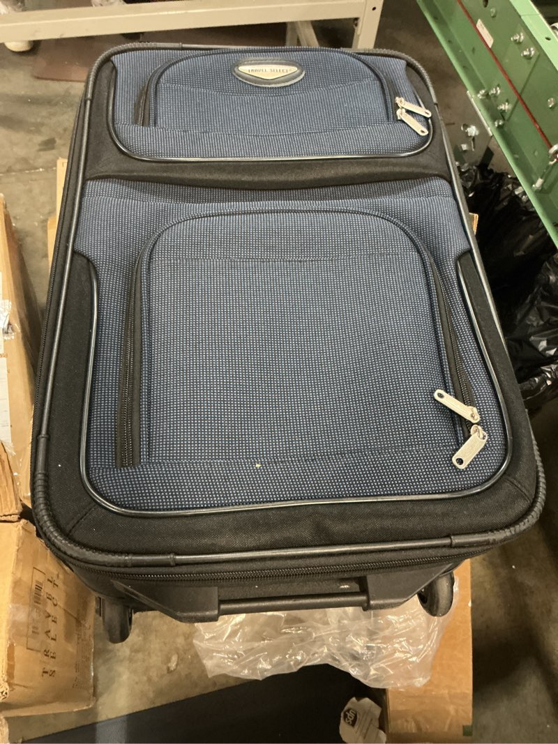 Condition photo showing As Is for Travel Select Amsterdam Softside Expandable Luggage with Rolling Wheels, Navy, 21-Inch Carry-on 21-Inch Carry-on Navy