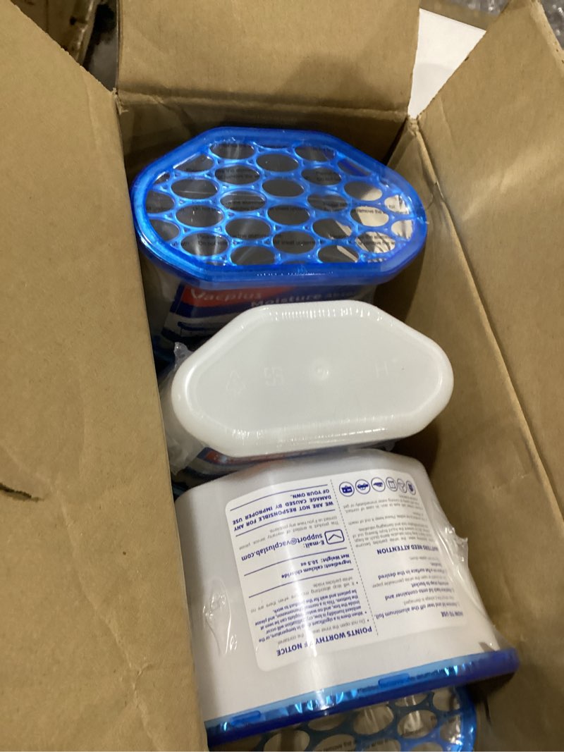 Condition photo showing Good Condition for Vacplus Moisture Absorbers, 10.5 Oz Humidity Absorber Boxes Attracts Extra Moisture from Your Bathroom, Closet, Kitchen & Study, Dehumidifier, Odor Eliminator for Closet (Fragrance Free), 12 Packs Fragrance free 12 PACK