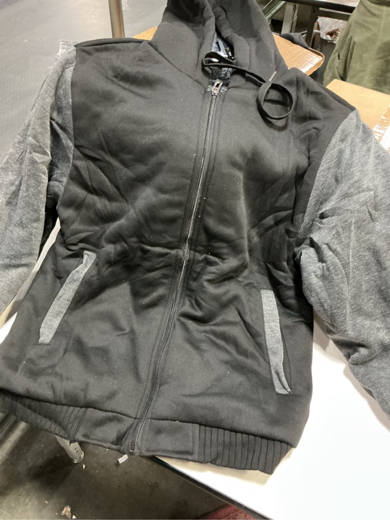 Condition photo showing Good Condition for GEEK LIGHTING Men’s Fleece-Lined Zip Up Hoodie, Thick Hooded Jacket Winter Warm Athletic Sweatshirt Medium Black/Gray
