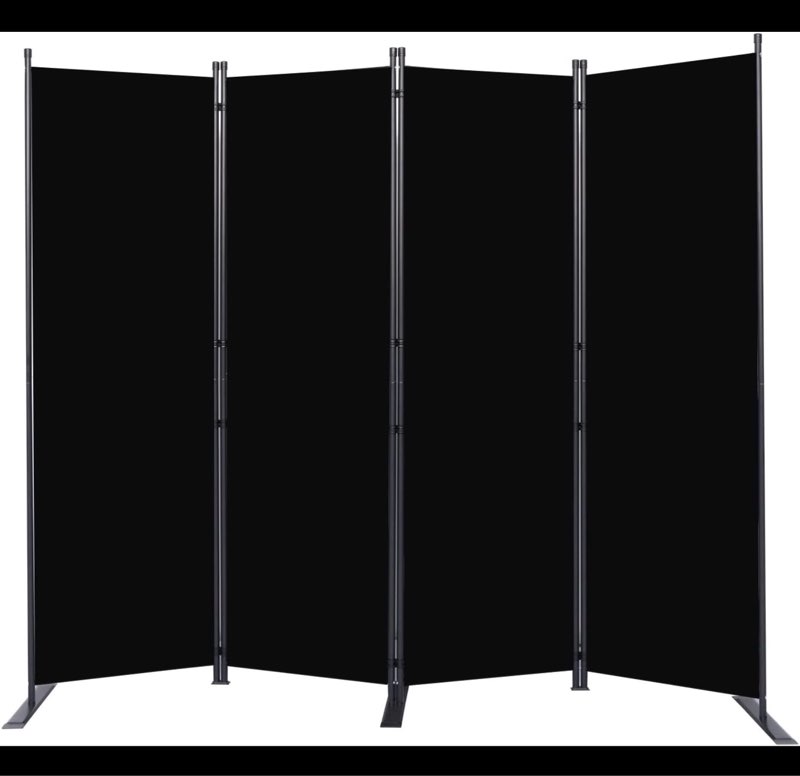 Room Divider 6FT Portable Room Dividers and Folding Privacy Screens, 88'' W Fabric Divider for Room Separation, 4 Panel Partition Room Dividers Screen 4 Panel-88'' Black