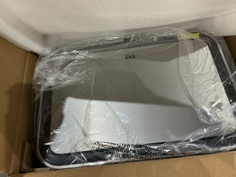 Condition photo showing Good Condition for eko deluxe mirage-t 50 liter / 13.2 gallon touchless rectangular motion sensor trash can, matte stainless steel finish deluxe 50l - stainless steel
