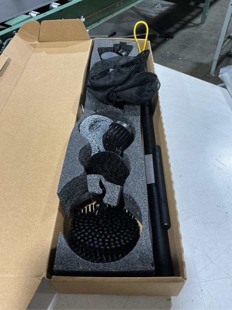 Condition photo showing Good Condition for fanttik flip g9 pro electric scrubber, voltipulse motor, dual-speed cleaner with 6 brush heads, adjustable angle & extendable handle, ipx7 waterproof, type-c charge for bathroom, tile, grout - black