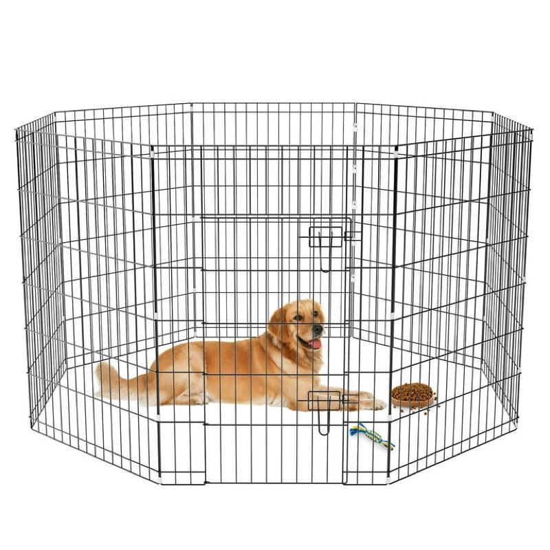 Pet Playpen Dog Pen Foldable Dog Exercise Fence 8 Panels 36 Inch Kennels Pet Playpen Options Ideal for Pet Medium Animals Outdoor Indoor