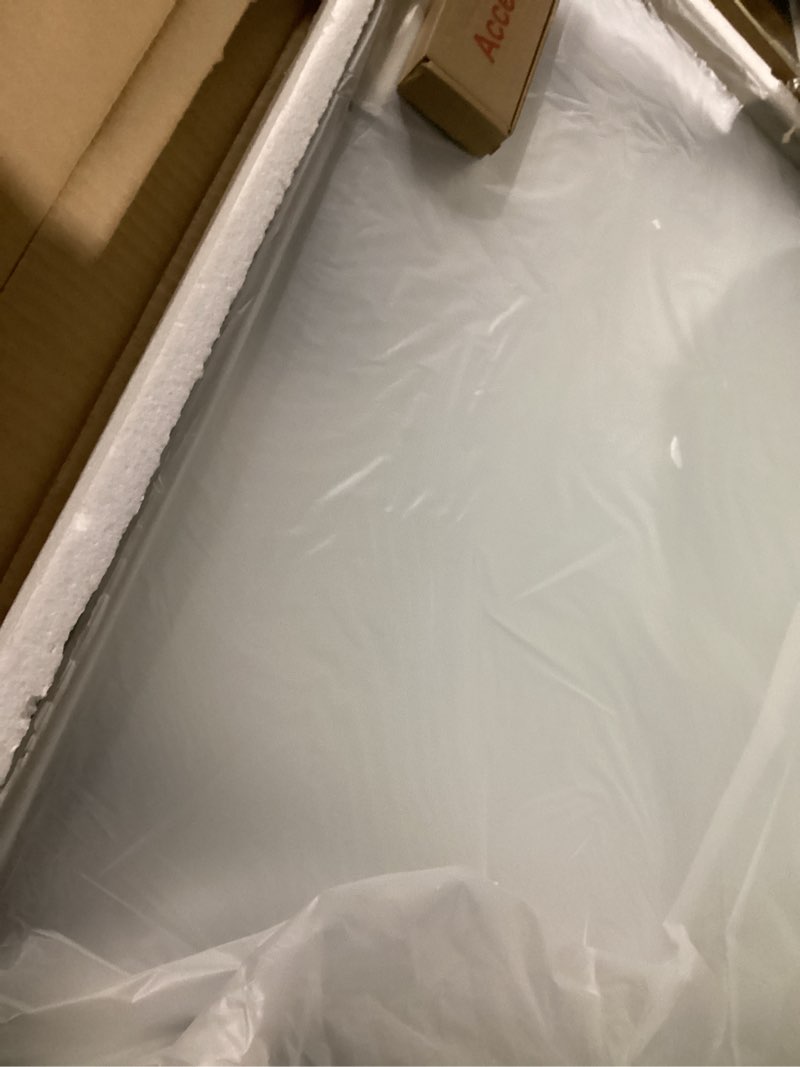 Condition photo showing Good Condition for OKPAL 20 x 24 Inch Brushed Nickel Bathroom Mirrors, Rounded Rectangle Silver Bathroom Vanity Mirror, Beveled Framed Mirror for Wall, HD Glass, Anti-Rust Aluminum Alloy Mirror Brushed Silver 20"L x 24"W