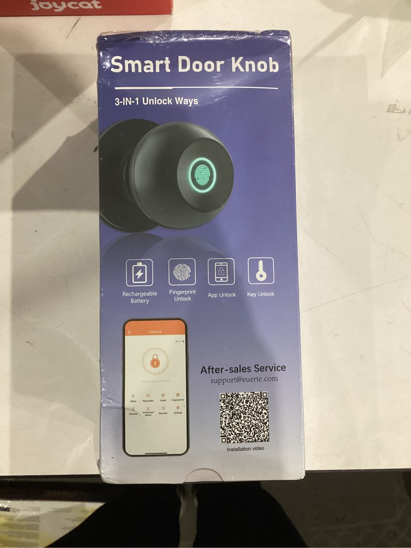 Condition photo showing New/Like New for Smart Door Knob, Fingerprint Door Knob, Biometric Smart Door Lock with App Control, Metal Alloy Door Knobs, Easy Installation, Great for Bedrooms, Cloakroom, Apartments Offices, Hotel(Black)