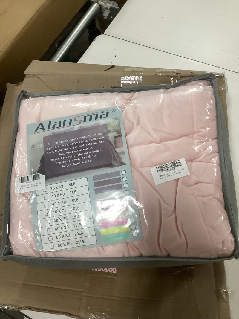 Condition photo showing Good Condition for ALANSMA Reversible Weighted Blanket for All Season, Luxury Velvet, Warm and Cool, Adult 10Lb Pink Weighted Blanket, Enjoy Sleeping Anywhere(Pink,48"x72" 10lbs) Pink 48''x72'' 10lbs