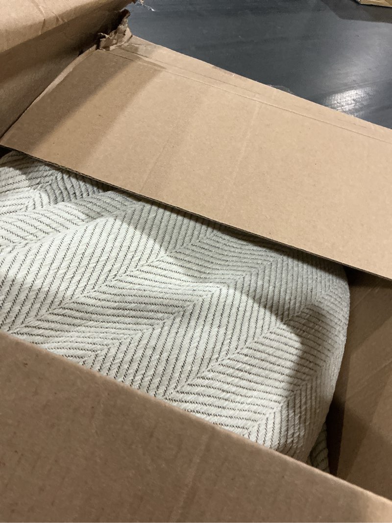 Condition photo showing As Is for haomaijia non slip couch cover sofa covers for 3 cushion couch washable sectional couch covers for dogs pet furniture protector couch cover blanket for living room (off white, 91"x118") off white 91"x118"