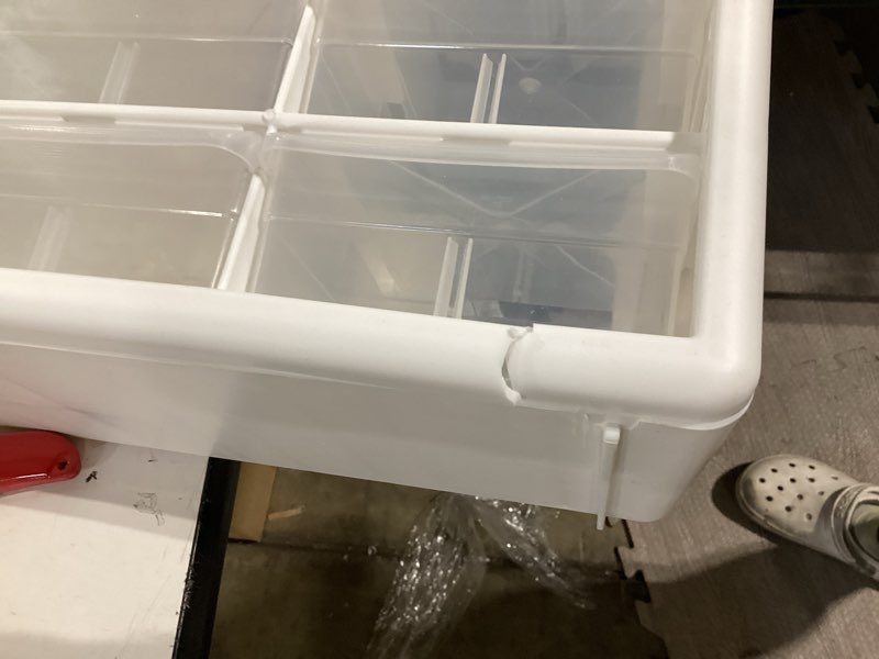 Condition photo showing Good Condition for Akro-Mils 44-Drawer Plastic Drawer Storage Cabinet for Garage Organization, Bead Organizer, Building Bricks Storage, Teacher Toolbox, Makeup Organizer, 20" W x 6" D x 16" H, 10144 White White 44 Drawer 1 pack