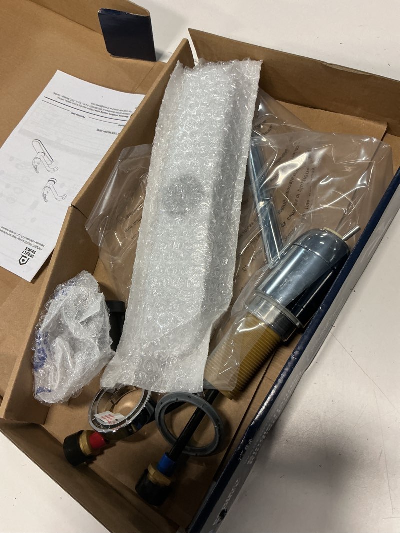 Condition photo showing Good Condition for project source wakebridge polished chrome single handle deck-mount kitchen faucet (includes deck plate)