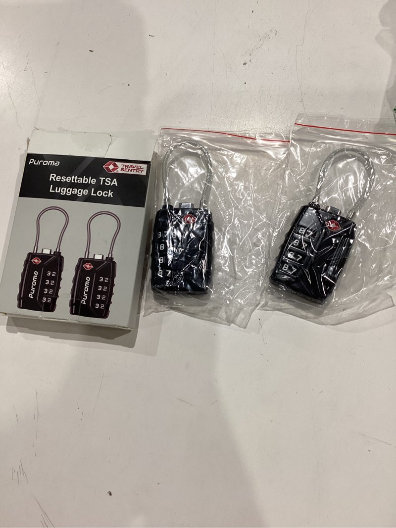 Condition photo showing Good Condition for puroma 2 pack tsa approved luggage locks, 4 digit combination travel cable locks resettable code lock with zinc alloy body for suitcase, toolbox, backpack, bag, gym locker (black) 2 black
