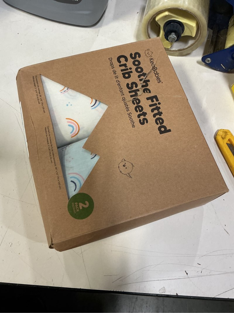 Condition photo showing New/Like New for KeaBabies 2-Pack Organic Crib Sheets for Boys, Girls - 52x28 Fitted Crib Mattress Sheet Neutral, Breathable Jersey Cotton Cover for Baby Bed, Toddler Mattress, Soft & Cute Prints (Jolly Rainbow)