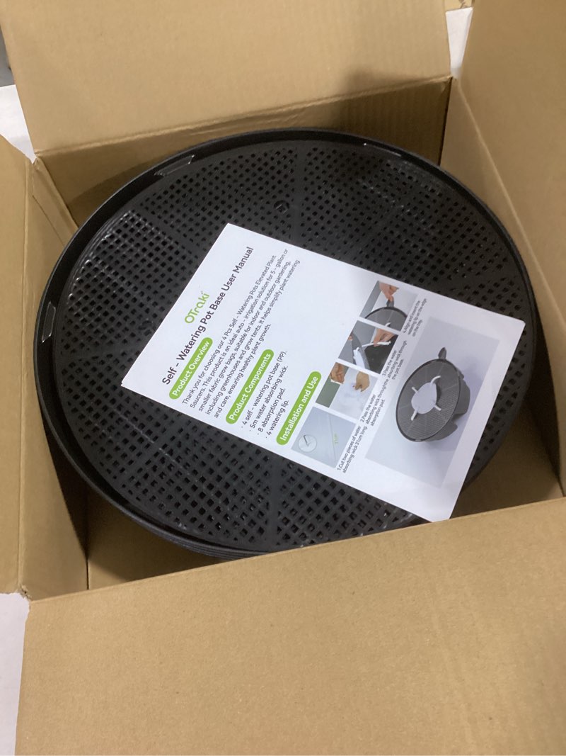 Condition photo showing Good Condition for OTraki 4-Pack Self Watering Fabric Pot Base, Auto Watering System for 5 Gallon Fabric Pots, Plastic Plant Saucer Stand with Watering Lip Outdoor Garden Watering Base Plant Water Tray