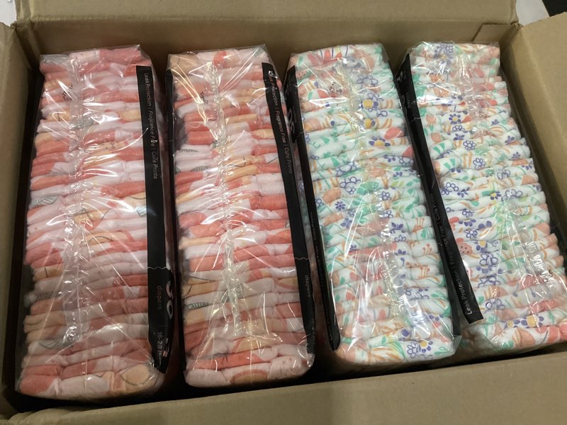 Condition photo showing New/Like New for The Honest Company Comfort Dry Disposable Diapers for Sensitive Skin, Hypoallergenic, Just Peachy + Flower Power, Super Club Box Size 3 (16–28 lbs) 120 Count