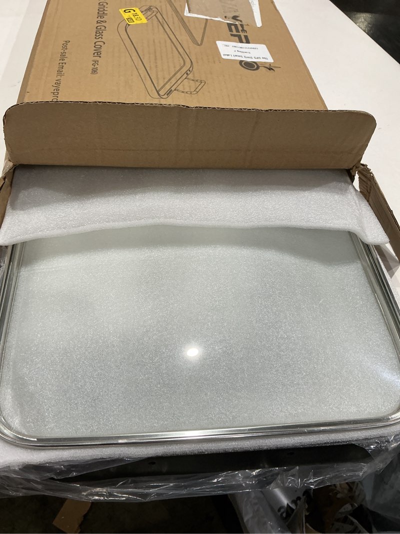 Condition photo showing Good Condition for vayepro 2-burner griddle pan with glass lid - nonstick stovetop griddle for gas & glass cooktops - aluminum camping grill pan for breakfast (pancakes/eggs/bacon) (22"l x 12"w x 1.77"th) 22" x 12" x 1.8"