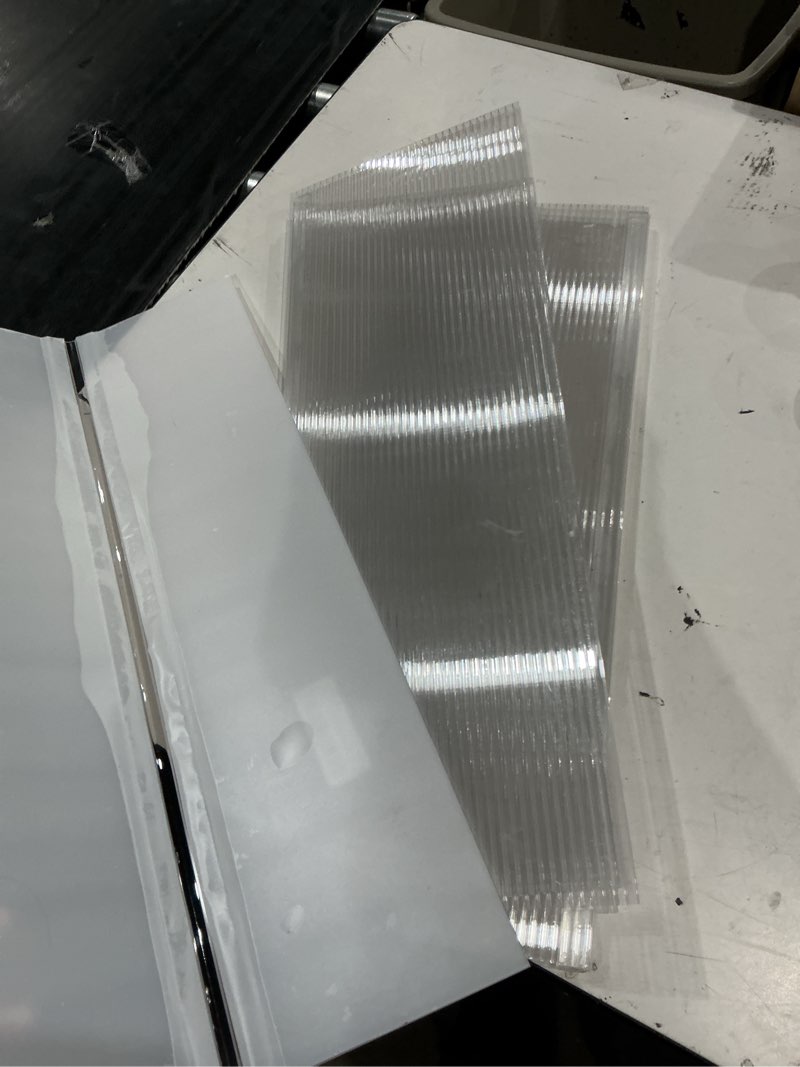 Condition photo showing As Is for (5pcs)(similar to  it not exact. product is larger than picture)(as is)(clear acrylic hinge transparent