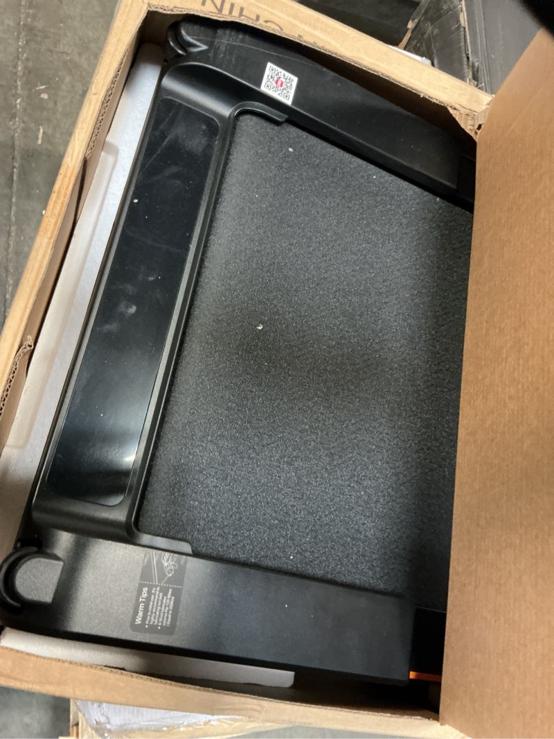 Condition photo showing As Is for walking pad treadmill with incline, wide full deck, auto incline, portable under desk treadmills for home office, vertical store space-saving, heavy duty, app apollo 11 elite black