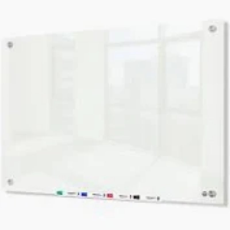 TSJ OFFICE Glass Dry-Erase Board - 36 x 24 Inches Brilliance White Magnetic Glass Whiteboard, Wall M