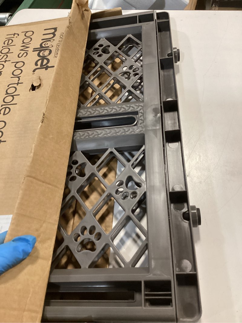 Condition photo showing Good Condition for MYPET North States Paws Portable Pet Gate: 26-40" Wide. Pressure Mount. No Tools Needed. Made in USA, 23" Tall, Expandable, Durable Dog Gates for Doorways, Fieldstone Gray