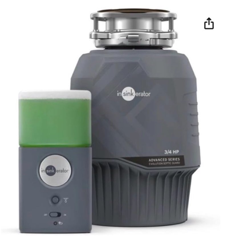 insinkerator evolution septic guard 3/4 hp garbage disposal, advanced series ez connect continuous feed food waste disposer and insinkerator boost system with septic guard