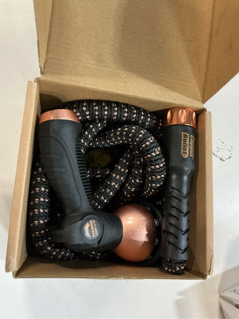 Condition photo showing Good Condition for pocket hose 25 ft copper bullet expandable garden hose w/10 pattern thumb spray nozzle as seen on tv 650psi 3/4 in patented lead-free ultra-lightweight solid copper anodized aluminum