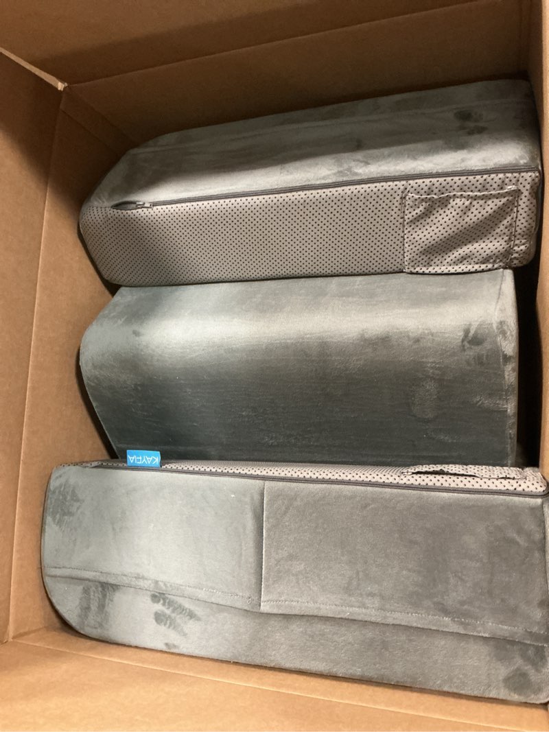 Condition photo showing Good Condition for kayfia reading pillow, 10 in 1 back pillow for bed sitting up with detachable arms rest, back rest with gel memory foam, reading/gaming/working in bed or couch 21'', gray gray large (21")