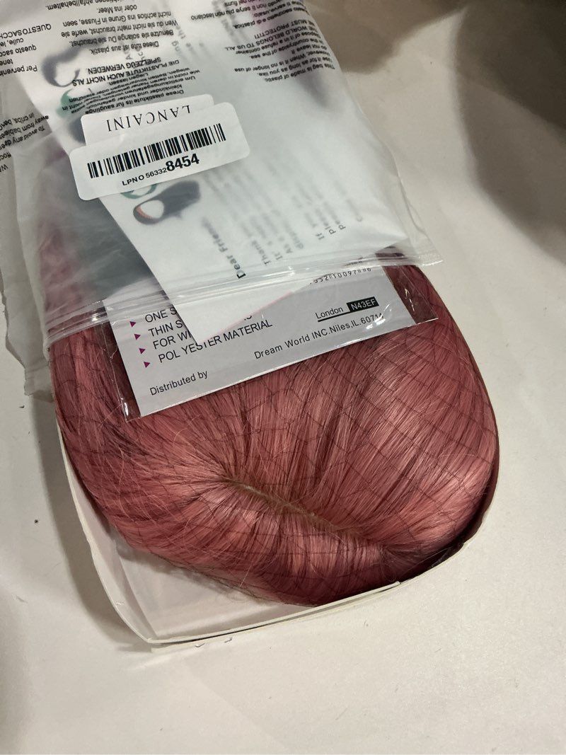 Condition photo showing New/Like New for pastel bob wigs with bangs for women loose wavy wig pastel wavy shoulder length bob synthetic cosplay wig for girl colorful costume wigs (pink)