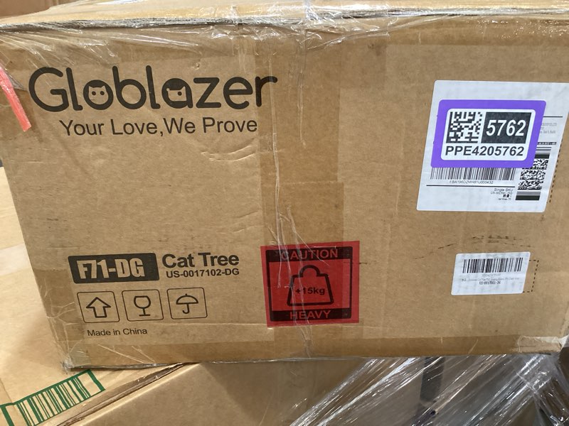 Condition photo showing Good Condition for globlazer cat tree tall, 71 inches cat tower for indoor adult cats multi-level 3 condos for indoor cats xl cat tree tower with scratching posts, soft extra large hanging basket, f71, dark gray 71 inch dark grey