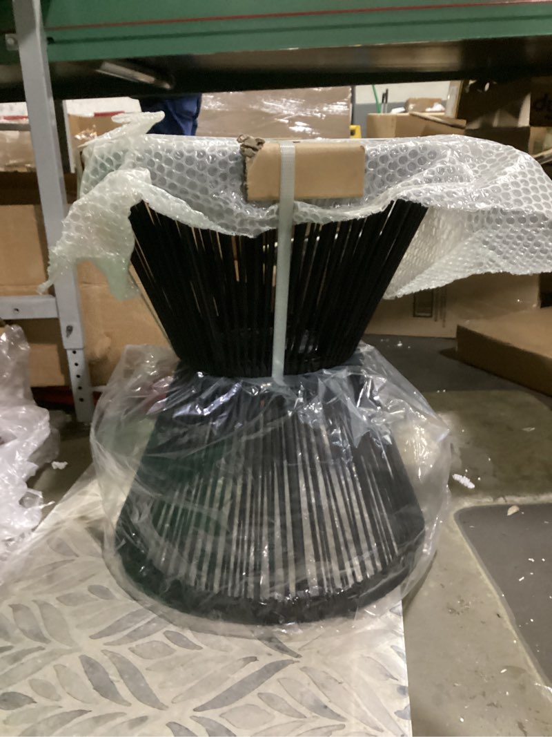 Condition photo showing New/Like New for LEWIS&WAYNE Small Outdoor Side Table Patio 20’’ H Woven Rope Hourglass End Table with Glass Top Round Coffee Table for Living Room Outdoor Patio Backyard Poolside(Black)