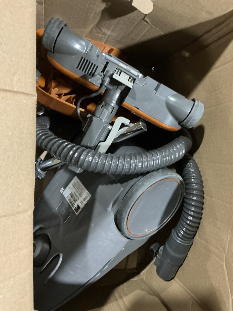 Condition photo showing As Is for kenmore 81214 200 series pet friendly lightweight bagged canister vacuum with hepa, 2 motor system, and 3 cleaning tools-orange kenmore 200 series + hepa + 2 motor system