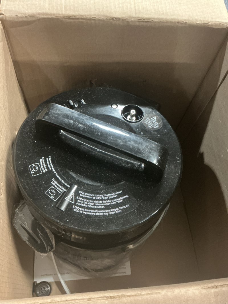 Condition photo showing As Is for CARORI 9-in-1 Electric Pressure Cooker 6 Qt, Dual Inner Pots, Stainless Steel Pot and Non-Stick Pot, 12 Preset Cooking Programs with IMD Touchscreen, Safe Vent, Slow Cook, Rice Cook, Steam, Black 6 Quarts?Double Inner Pot? Black ?Double Inner Pot?