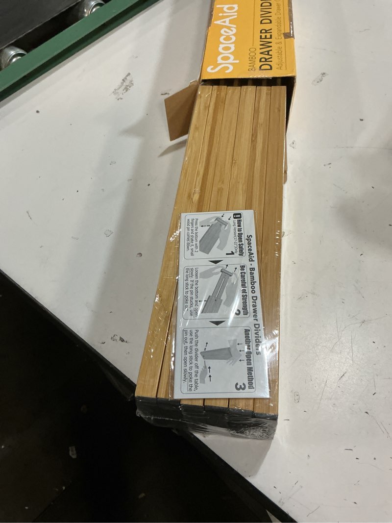 Condition photo showing Good Condition for spaceaid bamboo drawer dividers (need 2.35" deep drawer) kitchen adjustable drawer organizers, expandable organization for home, office, dressers and bathroom, 6 dividers (13.25-17 in) short (13.25-17 in)