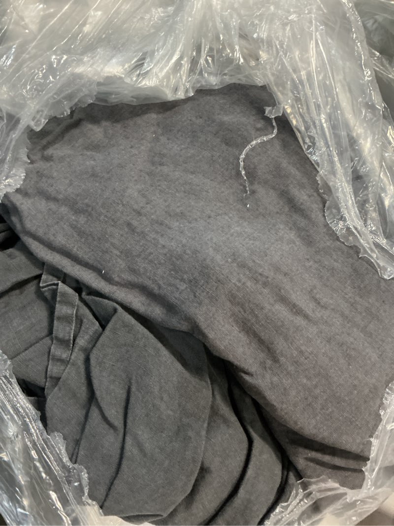 Condition photo showing As Is for european linen fitted sheet set, king, charcoal