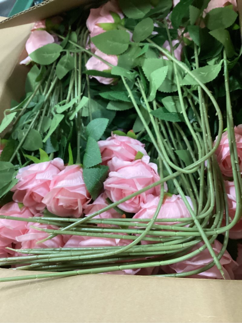 Condition photo showing Good Condition for Hotop 80 Pcs Artificial Rose Flowers Bulk with Long Stem Fake Roses Silk Realistic Bouquet for DIY Wedding Bridal Shower Party Table Centerpieces Home Decorations(Pink)