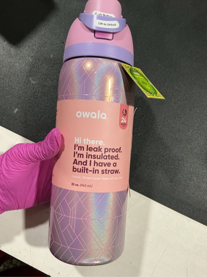 Condition photo showing Good Condition for owala wicked freesip insulated stainless steel water bottle with straw for sports and travel, bpa-free sports water bottle, 32 oz, glinda (pink) glinda wicked