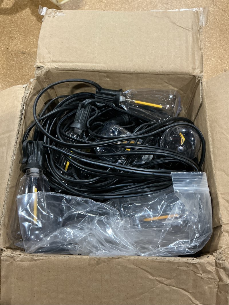 Condition photo showing Good Condition for addlon 50ft led outdoor string lights with remote waterproof patio lights with 16 shatterproof st38 replaceable bulbs(1 spare), dimmable outside hanging light connectable for porch, backyard