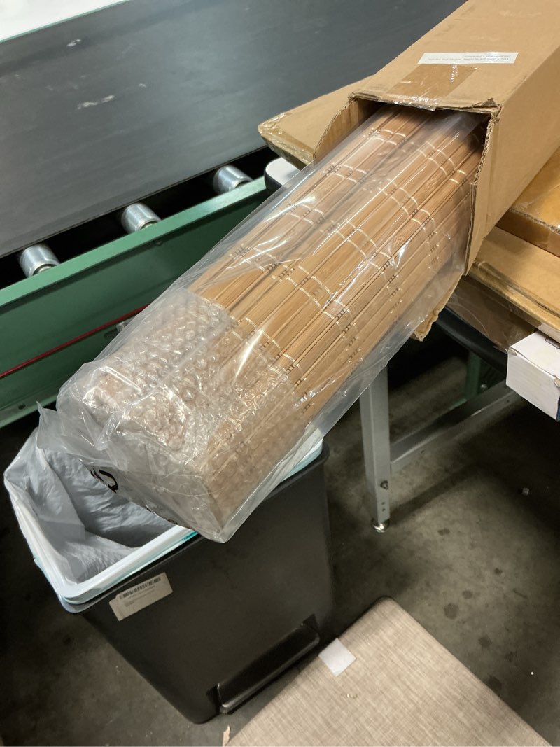 Condition photo showing New/Like New for LazBlinds No Tools No Drill Cordless Bamboo Roman Shades, Light Filtering Window Treatment, Roll Up Bamboo Blinds for Windows 36'' W x 64'' H, Brown Light Filtering-brown206 36" W x 64" H