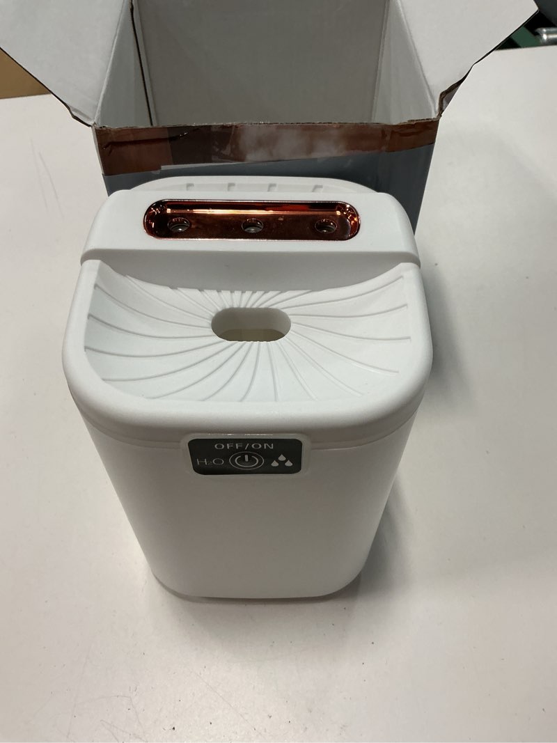 Condition photo showing As Is for Air Humidifier for Bedroom with Three Spray, 2L Quiet Cool Mist Humidifier for Plants Dorm Room Office Home Car Personal Humidificador with Top Water Inlet & 4 Mist Modes & Night Light White