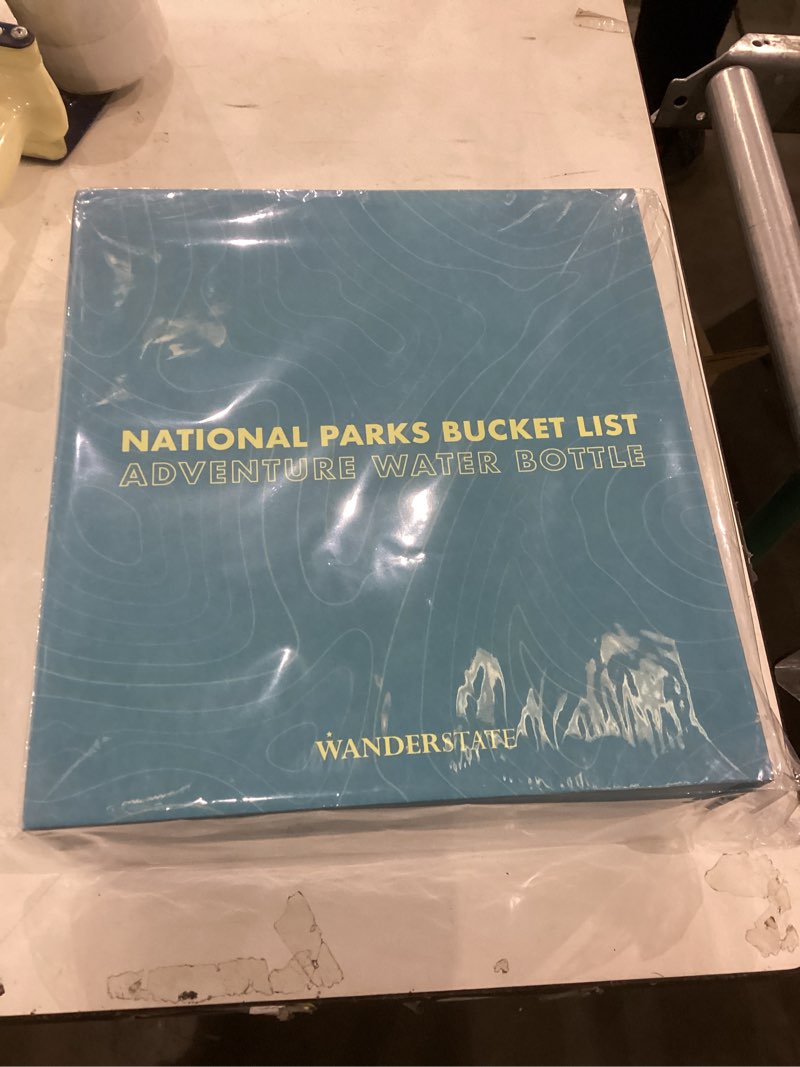 WANDERSTATE National Parks Water Bottle with 63 Waterproof Stickers - Gift-Ready Packaging + 2 Lids 
