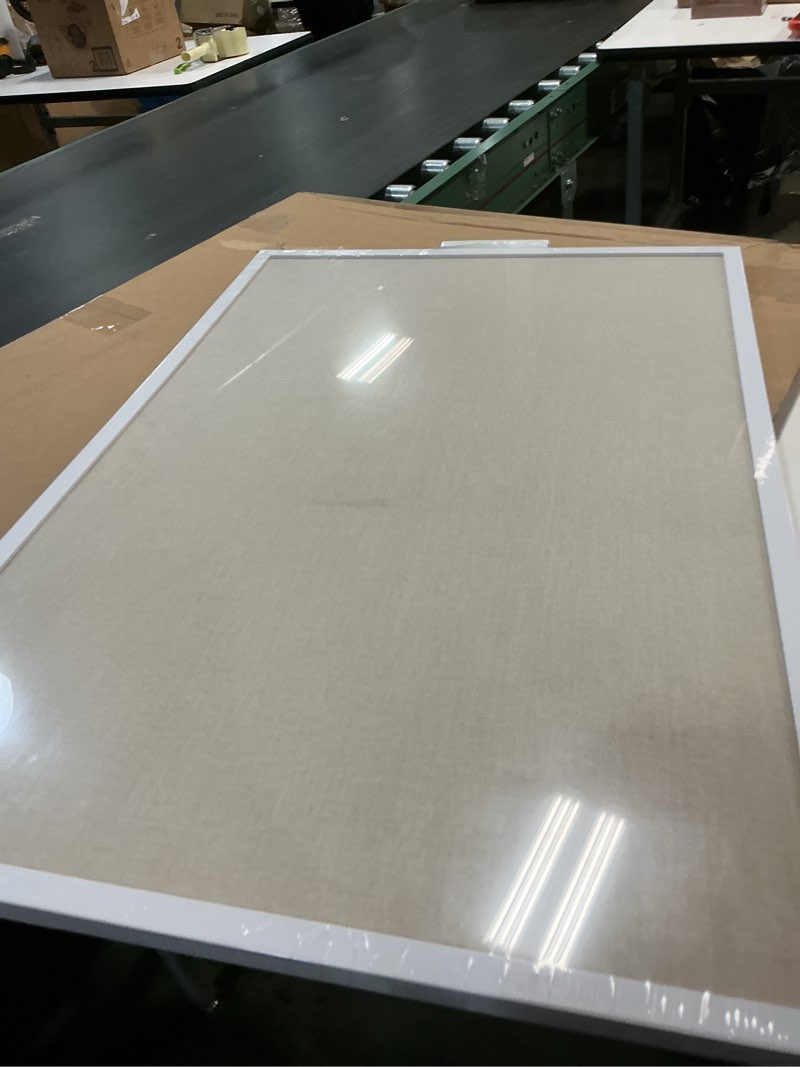 Condition photo showing New/Like New for OWLKELA 24'' x 36'' Linen Bulletin Board, White Framed Corkboard, White Oak Frame Linen Cork Board, Vision Board and Decorative Hanging Pin Board 36" x 24"