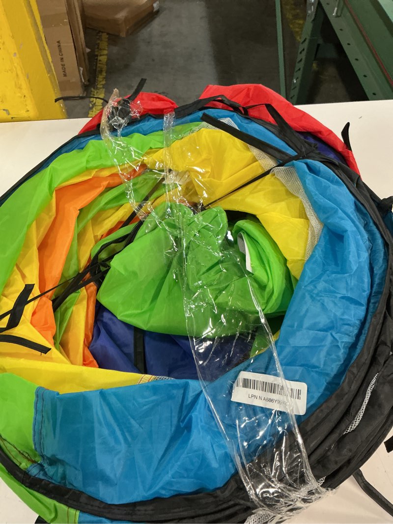 Condition photo showing As Is for 4 in 1: Play Tent With Crawling Tunnel, Partial Ball Pit, and Playhouse - Children's Baby Tent With Bag, Multi-Coloured B 4 Pcs B (does not come with balls)
