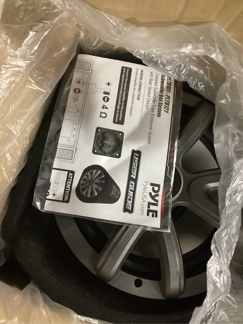 Condition photo showing Good Condition for Jovial 10-Inch Carpeted Subwoofer Tube Speaker - 500 Watt High Powered Car Audio Sub Bass Enclosure System with 2” Aluminum Voice Coil, 4 Ohm, Rear Vented Design - PLTB101
