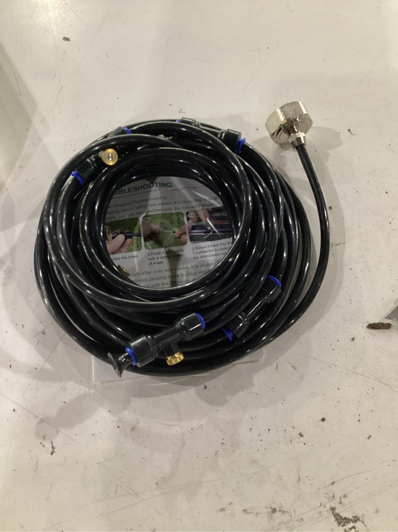 Condition photo showing Good Condition for homenote misting cooling system, 26ft (8m) misting line + 7 brass mist nozzles + brass adapter(3/4") outdoor mister for patio backyard garden greenhouse 26ft / 8m black