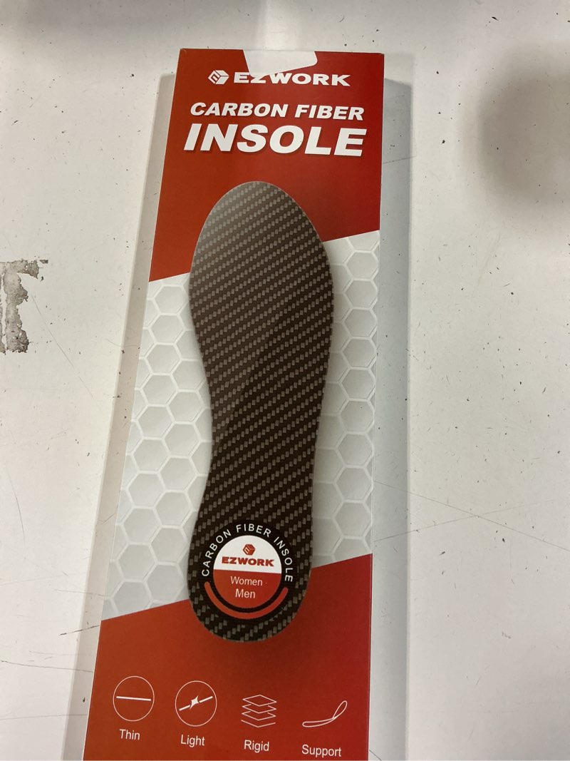 Condition photo showing New/Like New for Carbon Fiber Insoles, Carbon Fiber Foot Plate 1 Pair Rigid Shoe Insert Support Turf Toe, Foot Fractures, Morton Extension, Hallux Rigidus and Limitus - Alternative to Post Op Shoe 10.43"-Men's 9-9.5/Women's 10-10.5,265mm Black-1 Pair