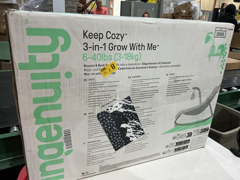 Condition photo showing New/Like New for ingenuity keep cozy 3-in-1 grow with me vibrating baby bouncer seat & infant to toddler rocker, vibrations & -toy bar, 0-30 months up to 40 lbs (pink burst)