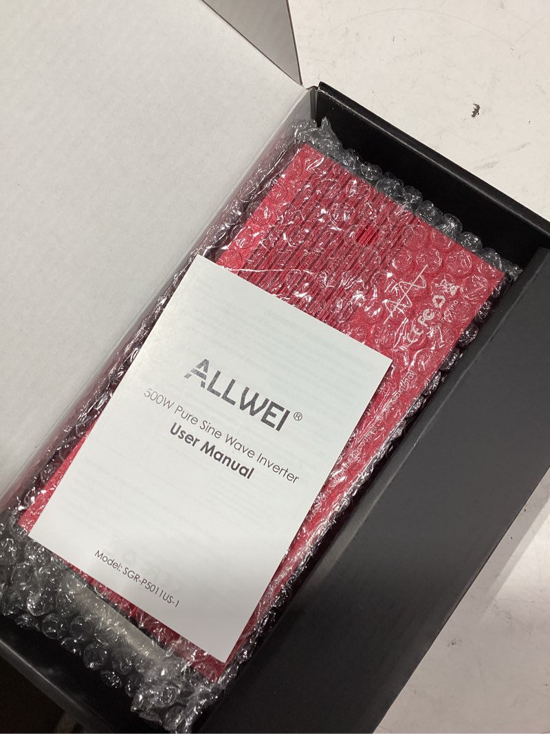 Condition photo showing As Is for allwei 500w pure sine wave power inverter 12v to 110v power inverters for vehicles converter adapter with usb-c pd65w/usb fast charging ports and 2 ac outlets plug car charger